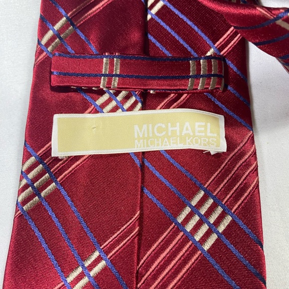 Michael Kors Tie Maroon Silver Blue - Picture 2 of 2